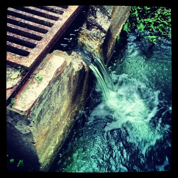 Nature Photograph - Urban Waterfall by Dustin Goolsby