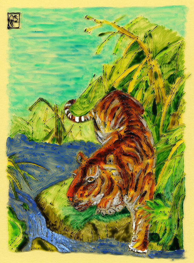 Urbana Tiger in the Outskirts of Philo Painting by Phil Strang