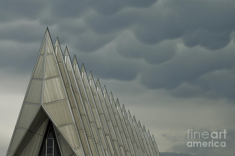 Colorado Springs Photograph - US Air Force Academy Chapel Storm Clouds by Tim Mulina