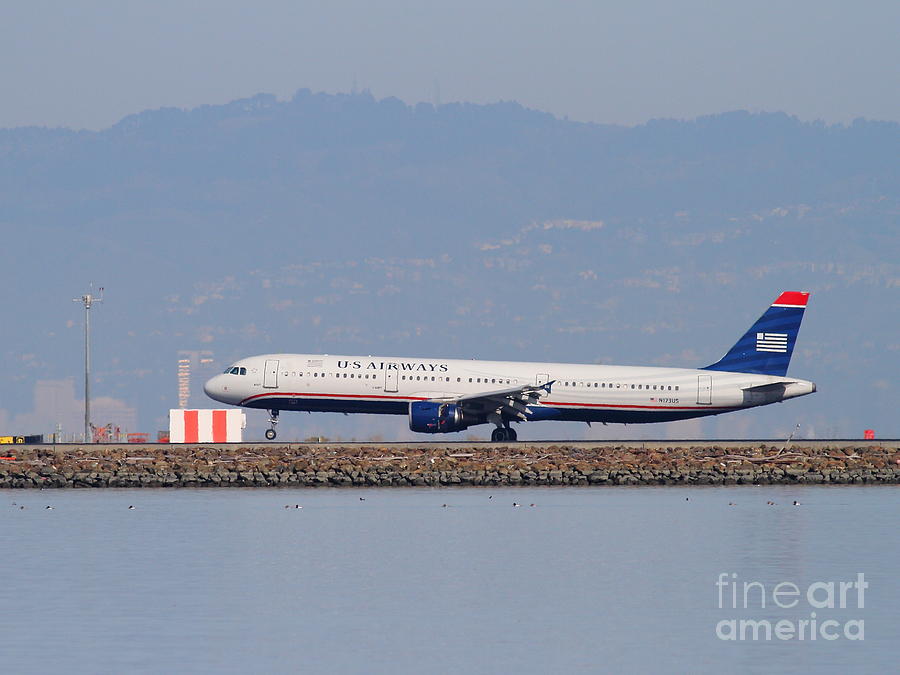 US Airways Jet Airplane At San Francisco International Airport SFO . 7D11982 Photograph by Wingsdomain Art and Photography
