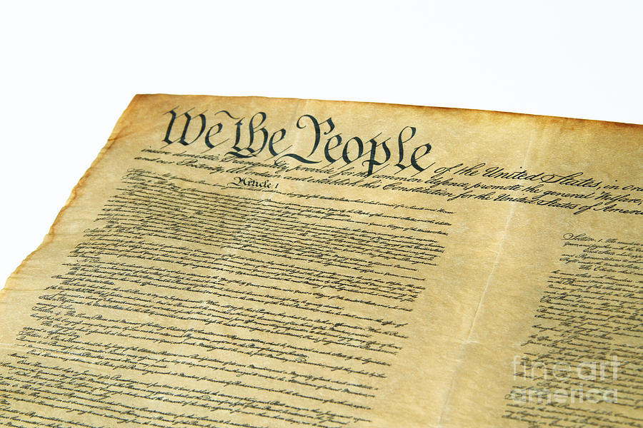 Constitution Photograph - U.s Constitution by Photo Researchers, Inc.