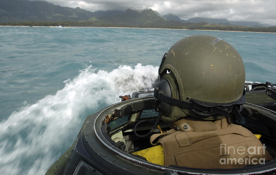 Transportation Photograph - U.s. Marine Driving An Amphibious by Stocktrek Images
