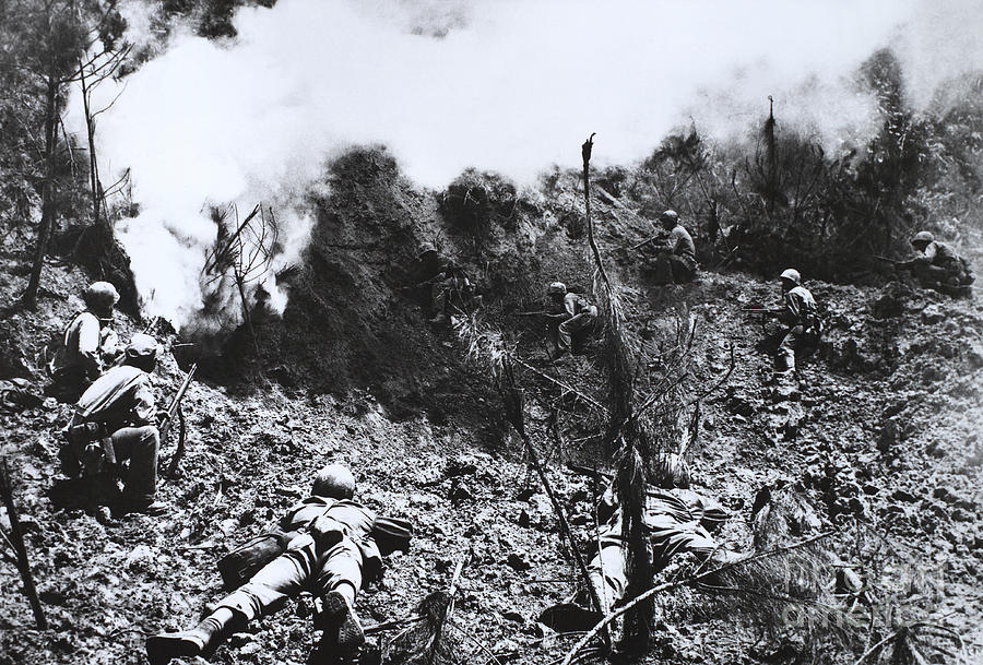 War Photograph - U.s. Marines In Okinawa by Omikron