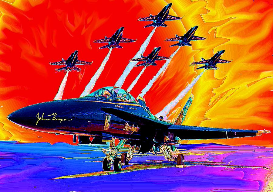 Acrobatics Digital Art - US Navys Blue Angels by John Thompson