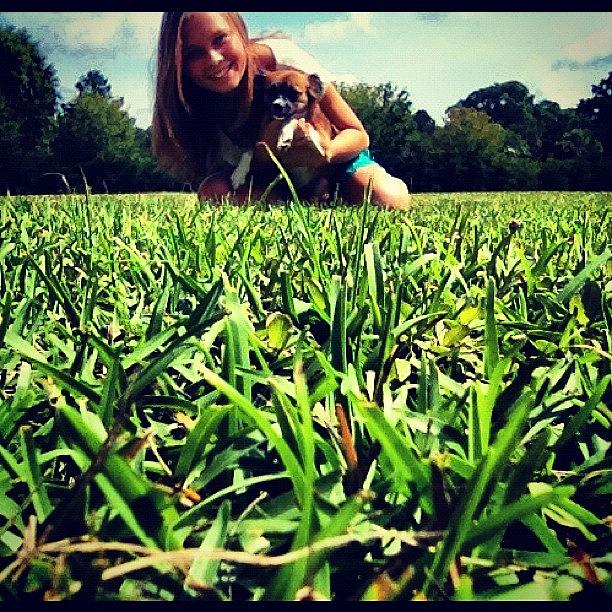 Me Photograph - #us #puppy #chip #me #grass #sky by Megan Nicole