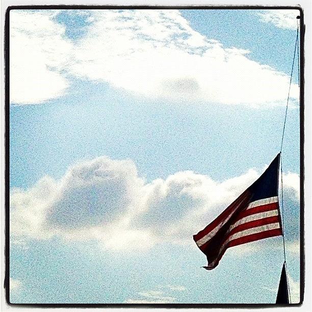 Flag Photograph - #usa #flag #clouds #outside #america by Jason Antich