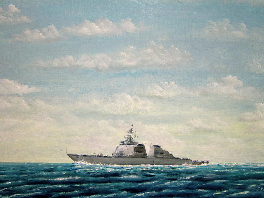 USS Arleigh Burke DDG 51 Painting by Jim  Romeo 