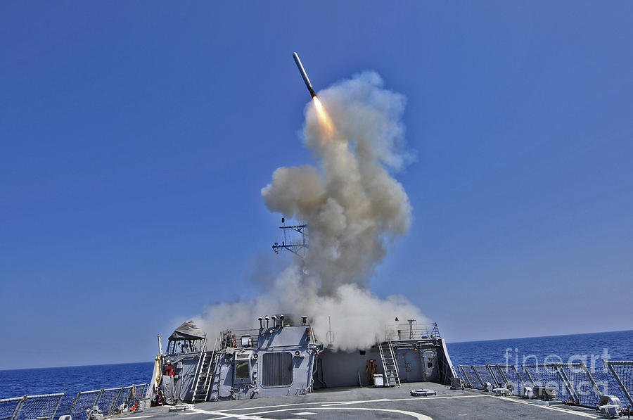Uss Barry Photograph - Uss Barry Launches A Tomahawk Cruise by Stocktrek Images