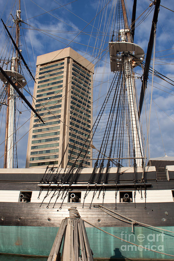 USS Constellation and Maryland World Trade Center Photograph by Thomas Marchessault