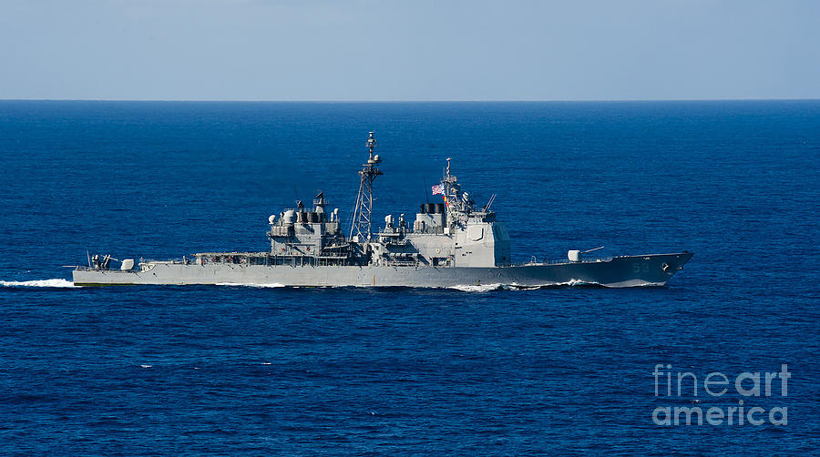 Transportation Photograph - Uss Mobile Bay Transits The Pacific by Stocktrek Images
