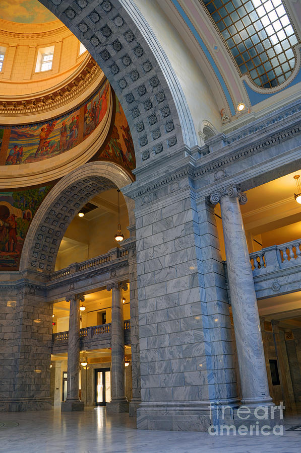 Greek Photograph - Utah State Capitol Interior Arches by Gary Whitton