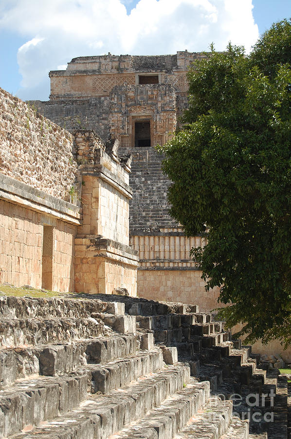 Uxmal Mexico Ruin Steps and Top of Pyramid of the Magician Photograph by Shawn OBrien