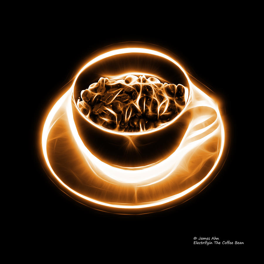 V2-BB-Electrifyin The Coffee Bean-Orange Digital Art by James Ahn