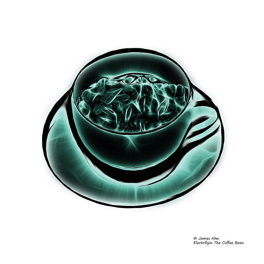 V3-WB-Electrifyin The Coffee Bean-Cyan Digital Art by James Ahn
