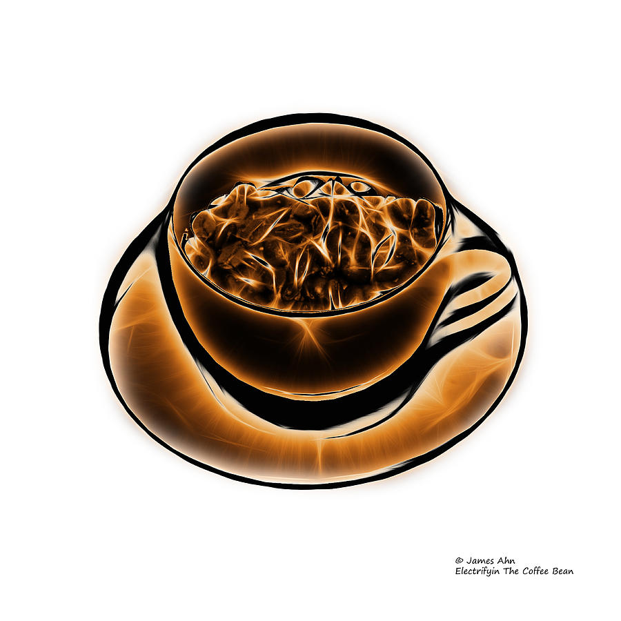 V3-WB-Electrifyin The Coffee Bean-Orange Digital Art by James Ahn