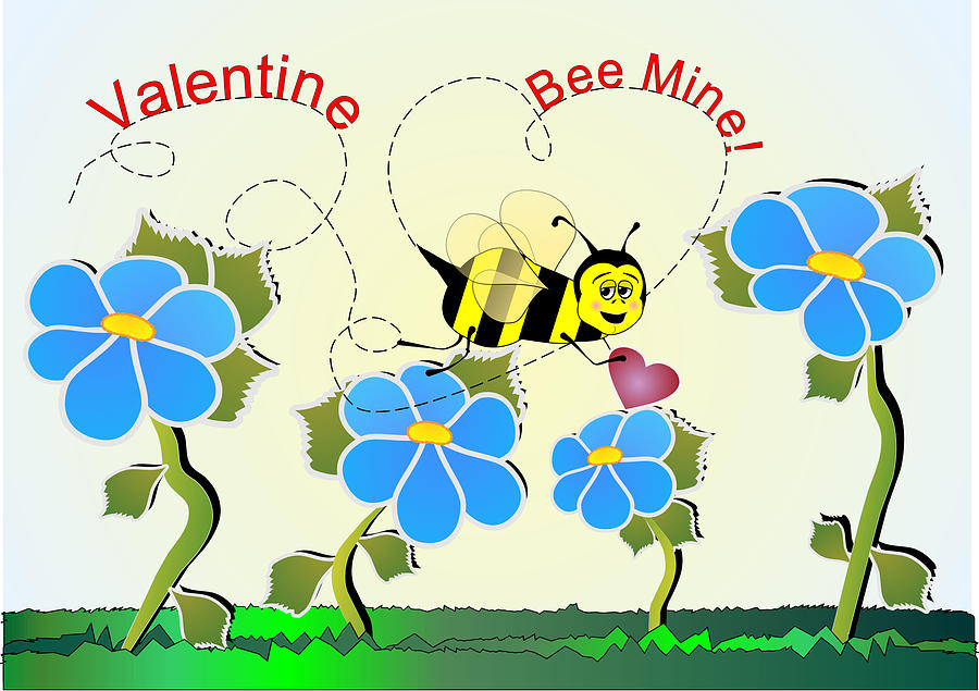 Flower Digital Art - Valentine Bee Mine by Susan Kinney