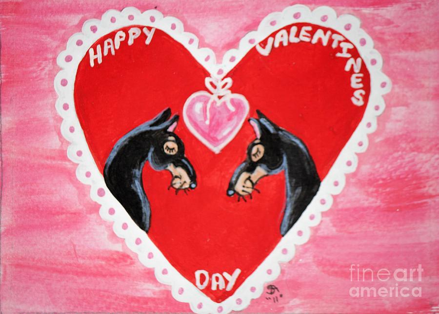 Dog Painting - Valentine Couple by Sheri Simmons