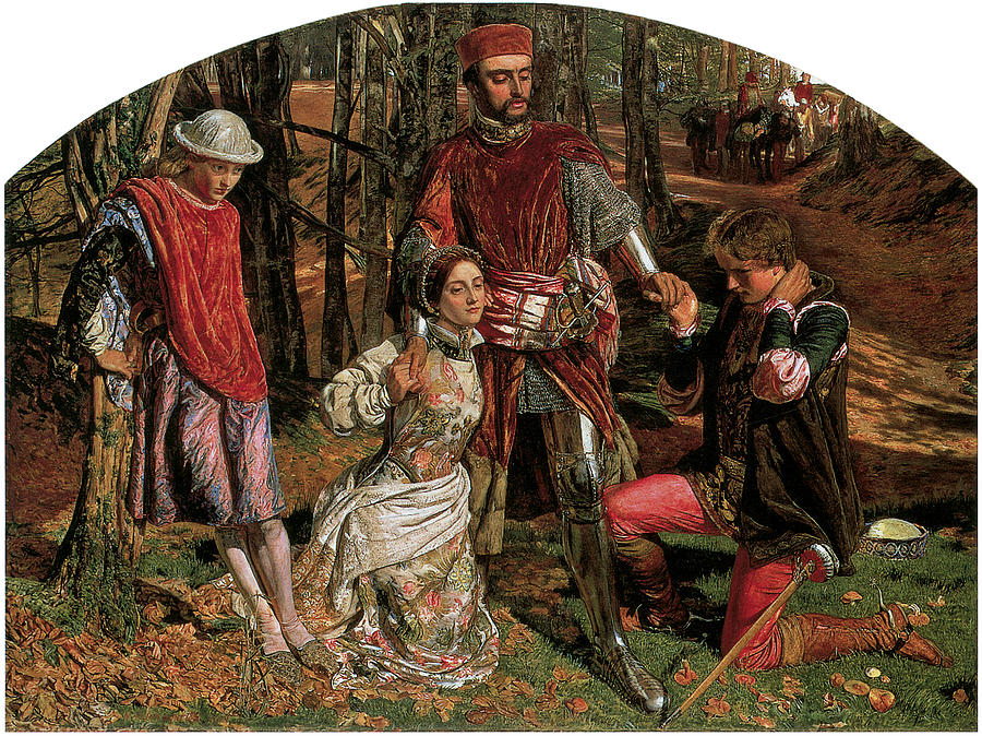 William Holman Hunt Painting - Valentine Rescuing Slyvia fro Proteus by William Holman Hunt