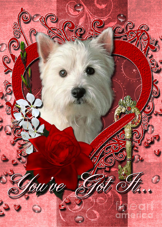 Holiday Digital Art - Valentines - Key to My Heart West Highland Terrier by Renae Crevalle