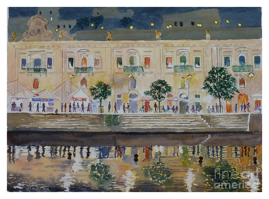Valletta waterfront Painting by Godwin Cassar
