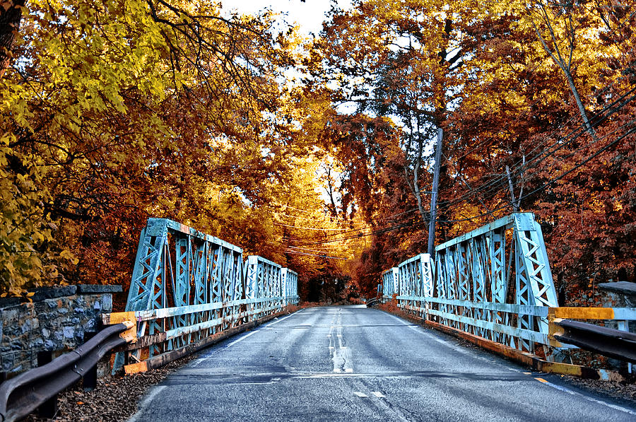 Valley Green Road Bridge in Autumn Photograph by Bill Cannon