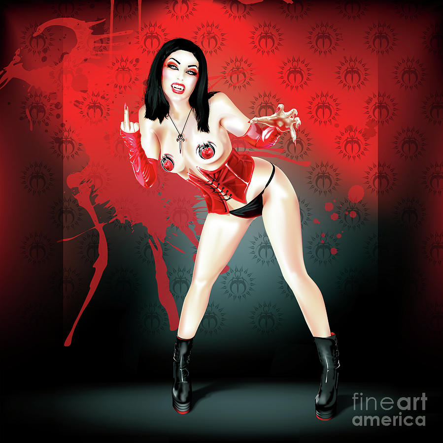 Pin-up #8 Vampire Digital Art by Brian Gibbs