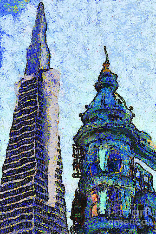 Van Gogh Is Mesmerized By The Transamerica Pyramid and The Columbus Tower 7d7433 Photograph by Wingsdomain Art and Photography