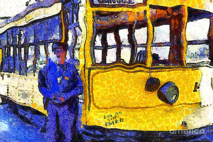 Van Gogh Visits The Cablecar Motorman of San Jose California . 7D12868 Photograph by Wingsdomain Art and Photography