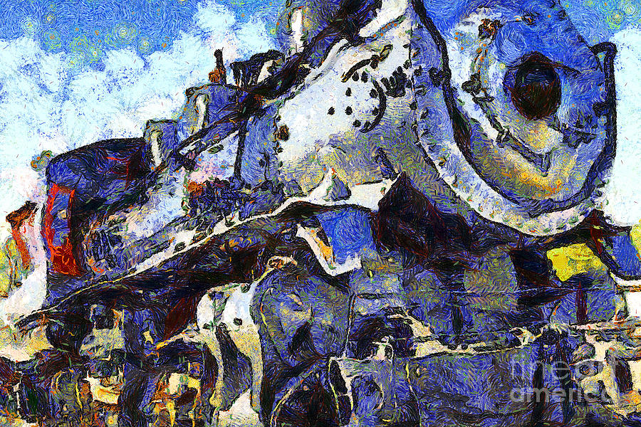 Van Gogh.s Steam Locomotive . 7D12980 Photograph by Wingsdomain Art and Photography