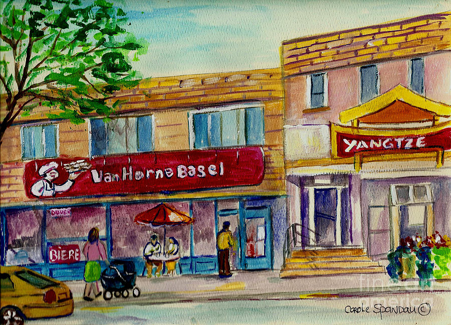 Van Horne Bagel With Yangzte Restaurant Painting by Carole Spandau