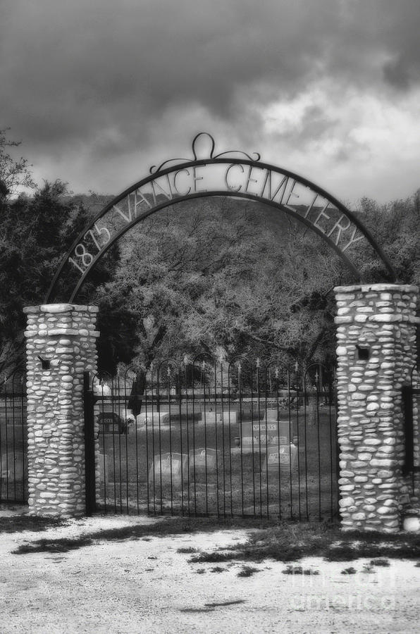Vance Cemetery Black and White Photograph by Donna Greene