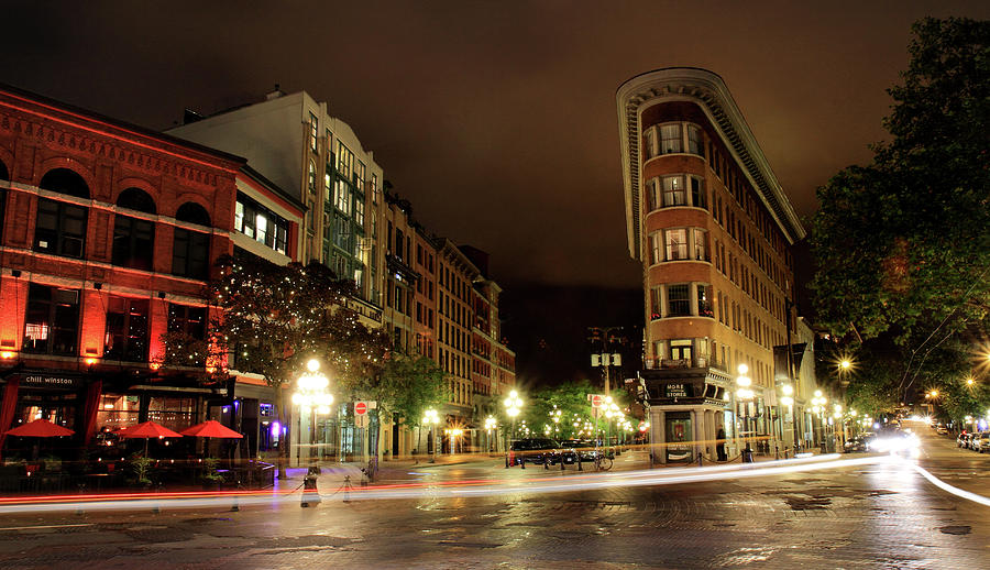 Vancouver night scene in Gastown Photograph by Pierre Leclerc Photography