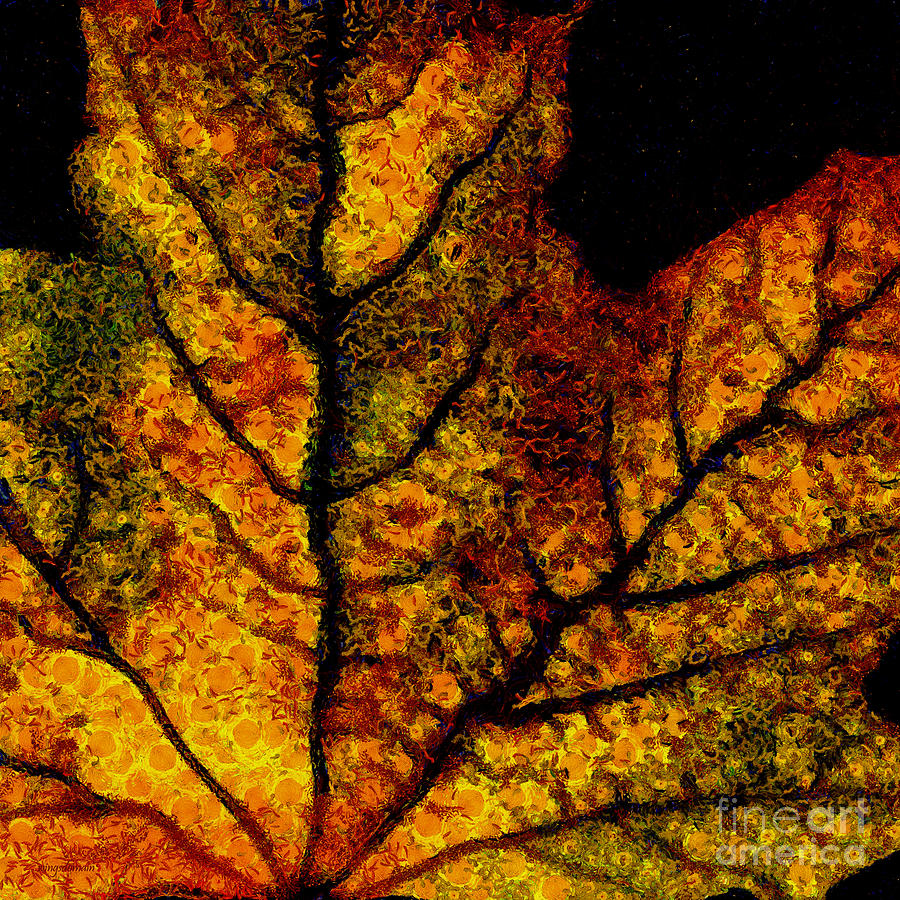 Vangoghs Autumn Maple Leaf - Square Photograph by Wingsdomain Art and Photography