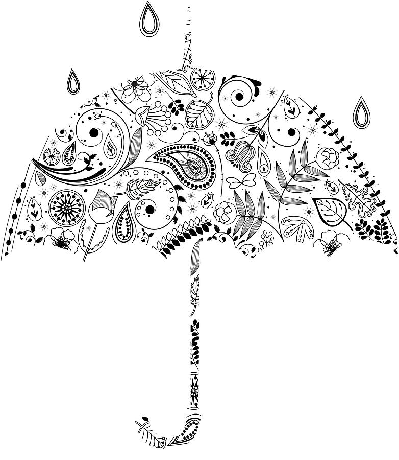 Various Plants Patterns In Umbrella Digital Art by Eastnine Inc.