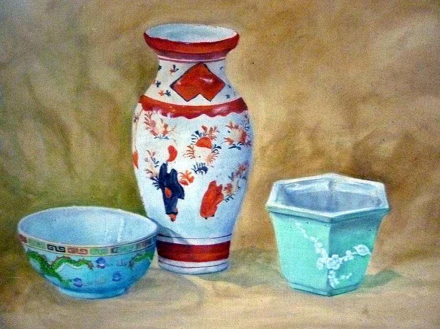 Vase and various Hues Painting by Ronald Osborne