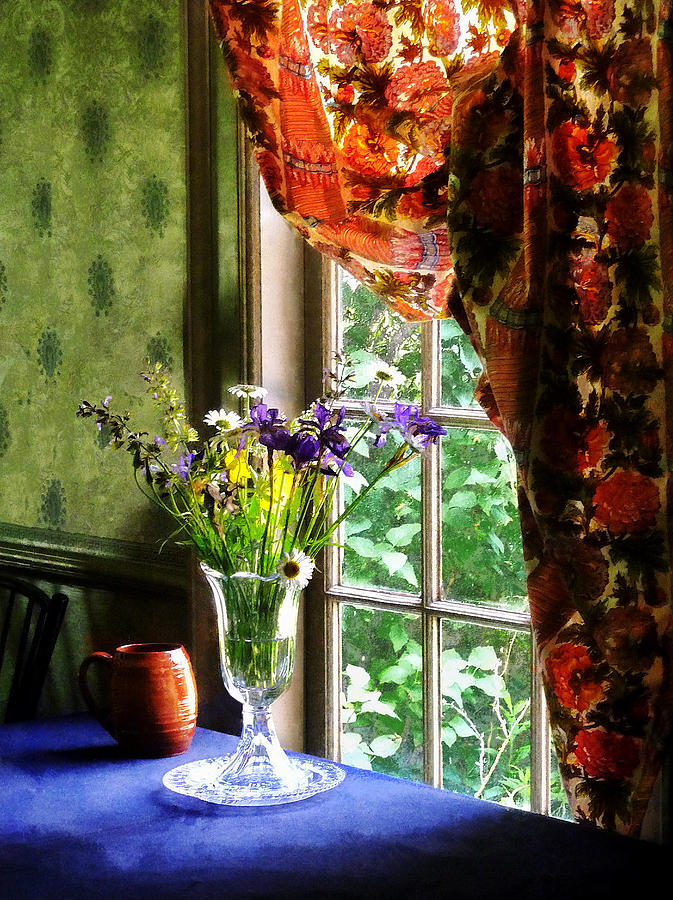 Flower Photograph - Vase of Flowers and Mug by Window by Susan Savad