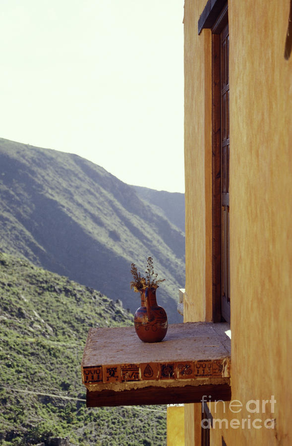 VASE ON A LEDGE Real de Catorce Mexico Photograph by John  Mitchell