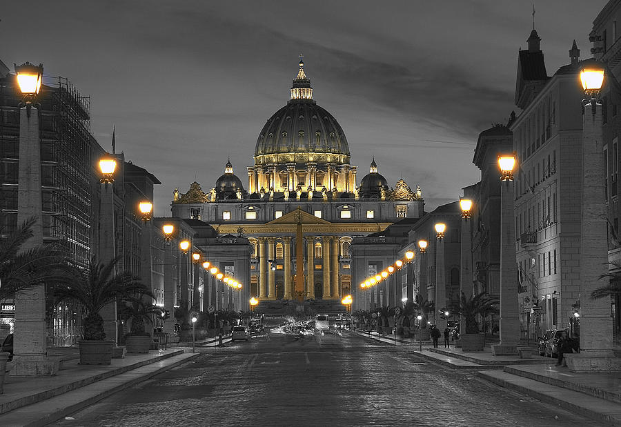 Vatican at Night Photograph by John Bartosik