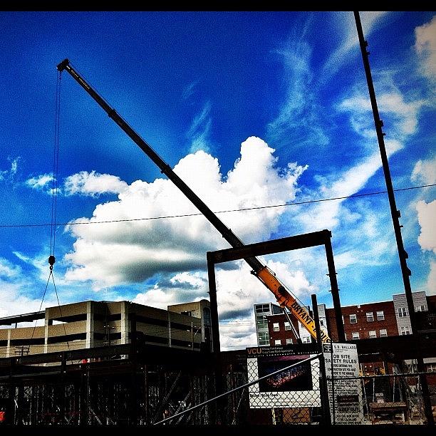 Steel Photograph - Vcu Construction. Steel N Clouds by Clifford Drake