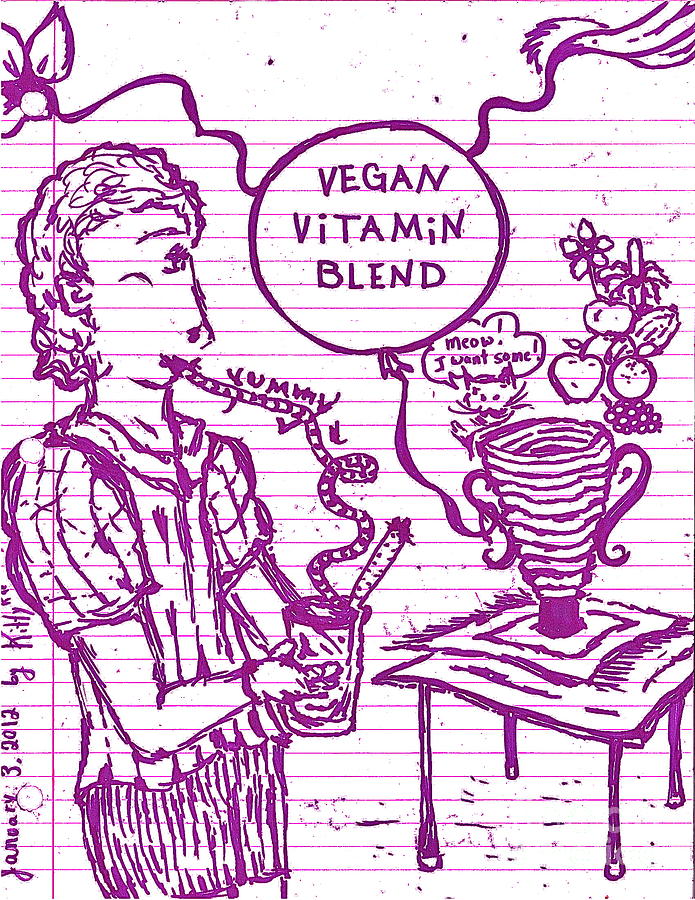 Vegan Vitamin Blend Drawing by Silvana Vienne