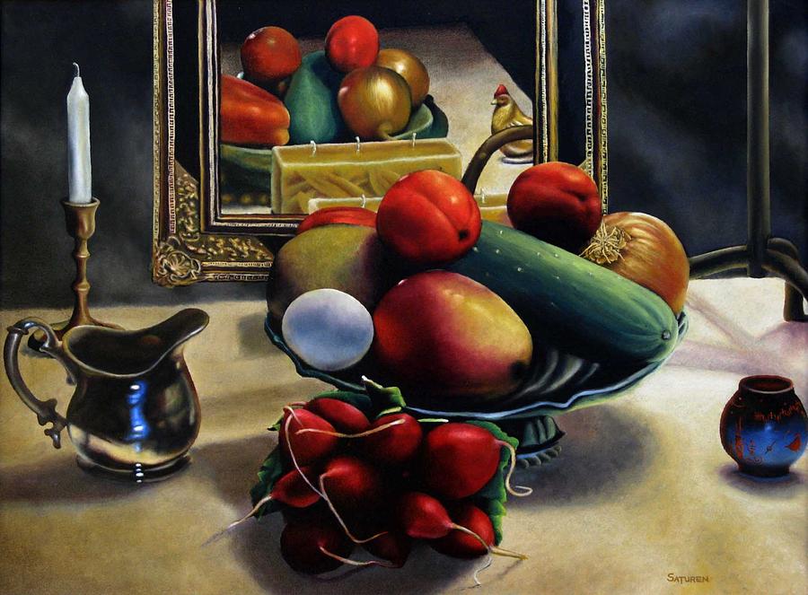 Vegetable Still Life with Rooster Painting by Ben Saturen