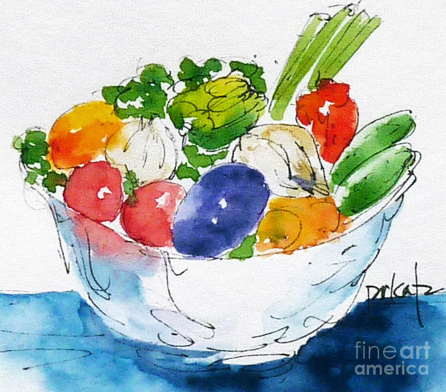 Veggie Bowl Painting by Pat Katz