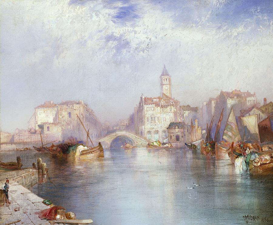 Venetian Canal Painting by Thomas Moran