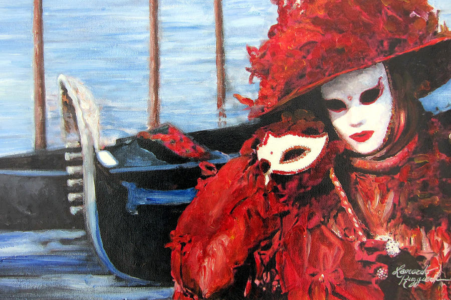 Venetian Mask with Gondolas II Painting by Leonardo Ruggieri