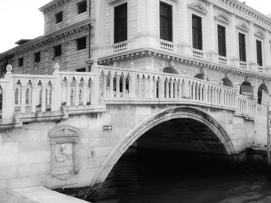 Venice Bridge BW Photograph by Jenny Hudson
