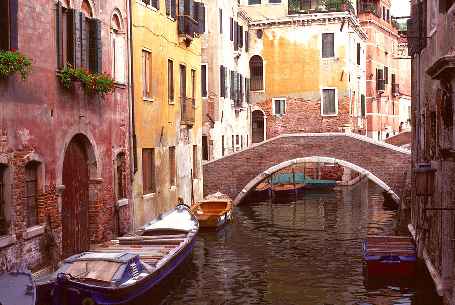 Venice Bridge over a Small Canal. Photograph by Tom Wurl