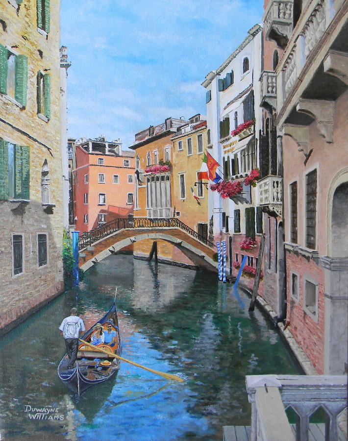 Venice Canal Painting by Duwayne Williams
