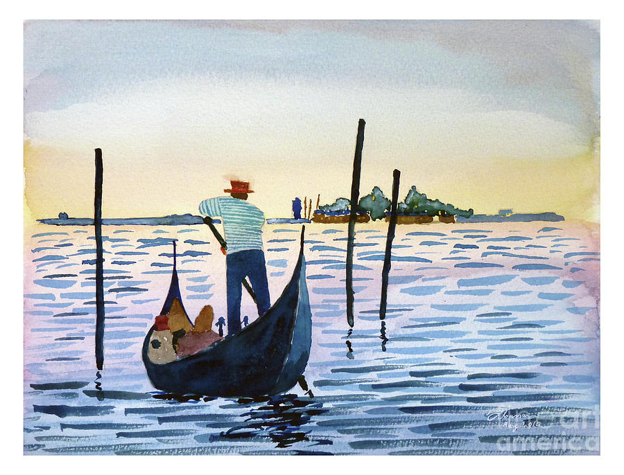 Venice gondola Painting by Godwin Cassar