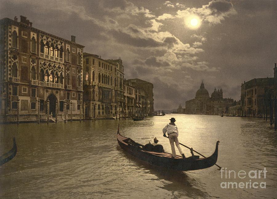 Venice Photograph - Venice Grand Canal by Moonlight by Padre Art