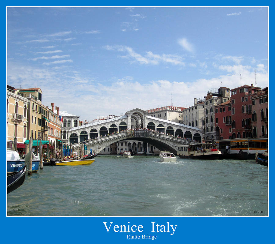 Venice Italy Rialto Bridge Grand Canal Photograph by John Shiron